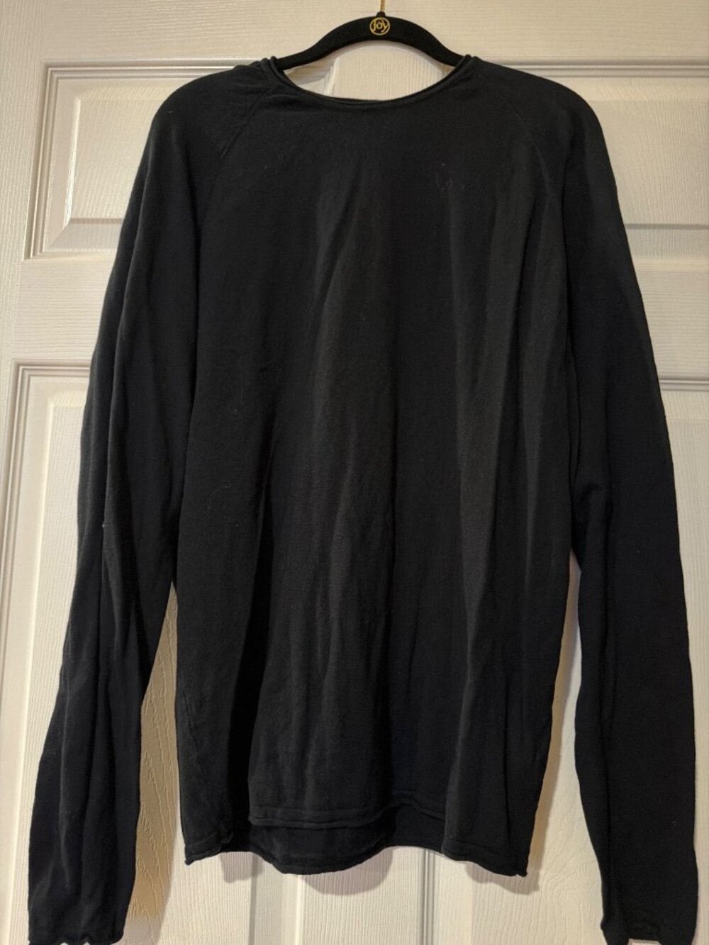 Bershka Mens Black Long-Sleeve Cotton Crewneck Shirt XL